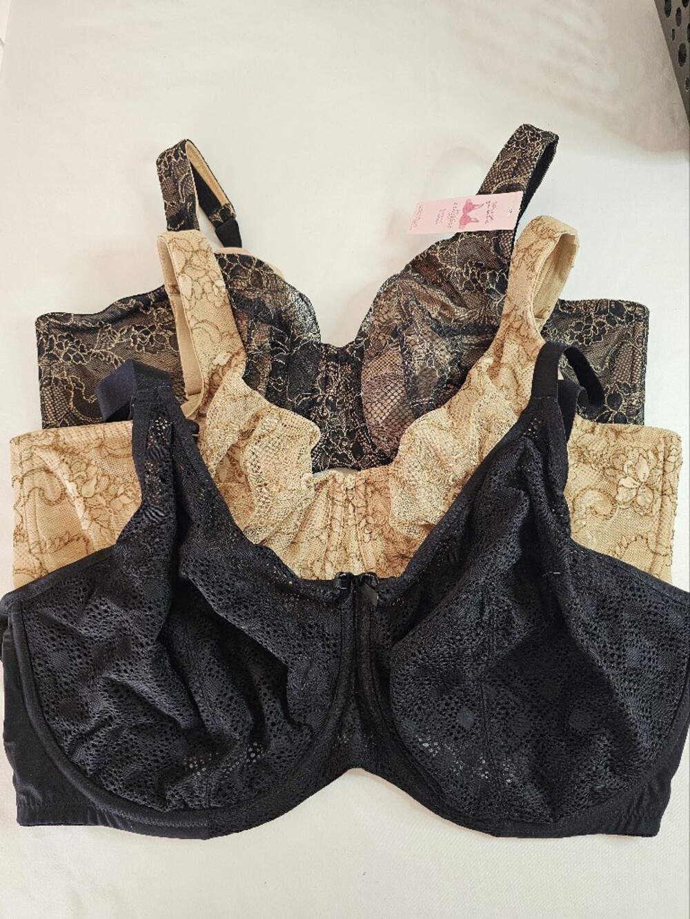 Bundle of 3 Size 44H Floral Lace Underwire Bras Cacique Glamorise Wide Strap